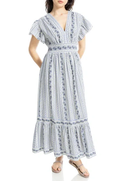 Max Studio Flutter Sleeve Maxi Dress In Multi
