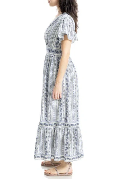 Max Studio Flutter Sleeve Maxi Dress In Multi