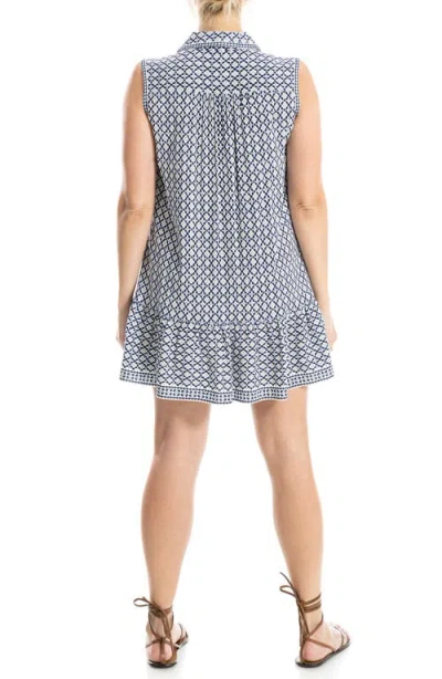 Max Studio Sleeveless Button Front Short Dress In Blue