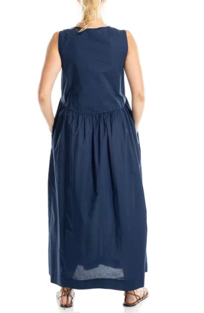 Max Studio Sleeveless Button Front Maxi Dress In Blue