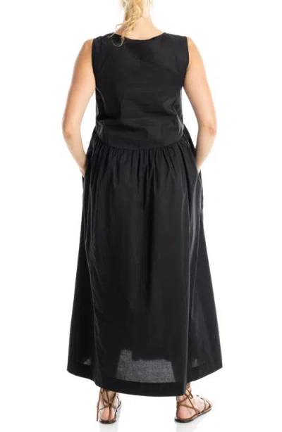Max Studio Sleeveless Button Front Maxi Dress In Black