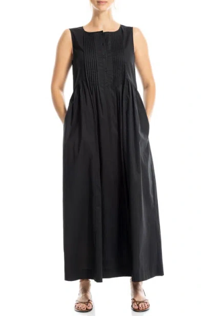 Max Studio Sleeveless Button Front Maxi Dress In Black