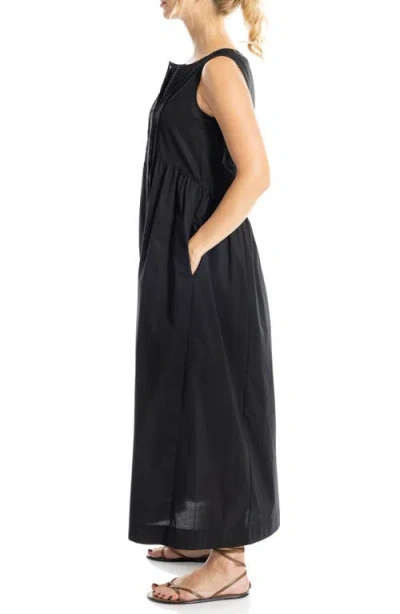 Max Studio Sleeveless Button Front Maxi Dress In Black