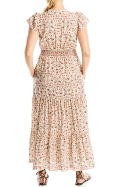 Max Studio Flutter Sleeve Maxi Dress In Neutral