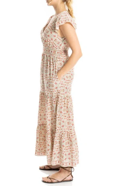 Max Studio Flutter Sleeve Maxi Dress In Neutral