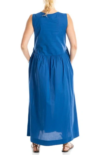 Max Studio Sleeveless Button Front Maxi Dress In Blue