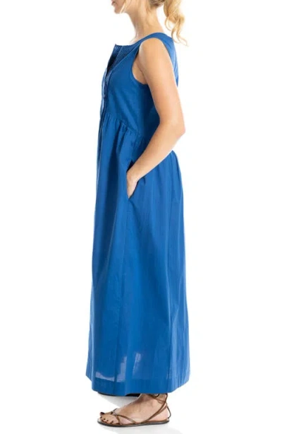 Max Studio Sleeveless Button Front Maxi Dress In Blue
