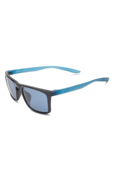 Nike Sky Ascent 55mm Rectangular Sunglasses In Blue