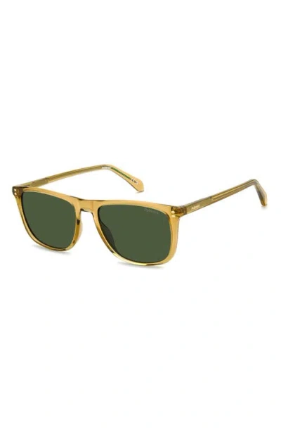 Polaroid 55mm Polarized Rectangular Sunglasses In Yellow