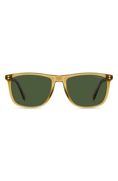 Polaroid 55mm Polarized Rectangular Sunglasses In Yellow