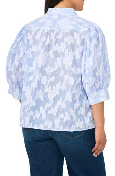 Cece The Pearce Puff Shoulder Top In Blue