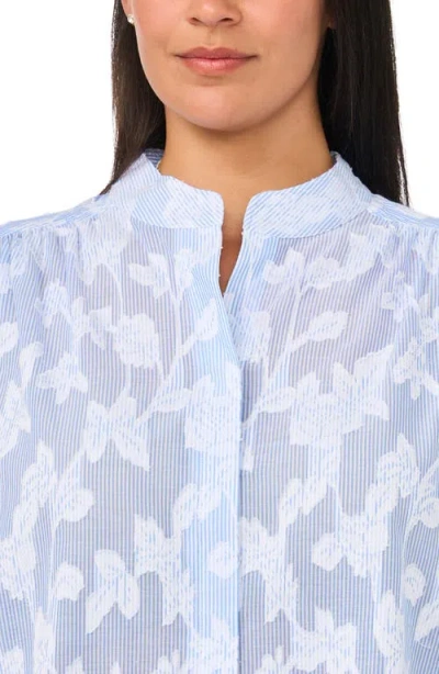 Cece The Pearce Puff Shoulder Top In Blue