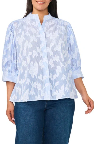 Cece The Pearce Puff Shoulder Top In Blue
