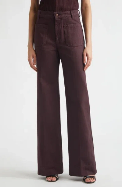 Victoria Beckham Alina High Waist Wide Leg Jeans In Burgundy