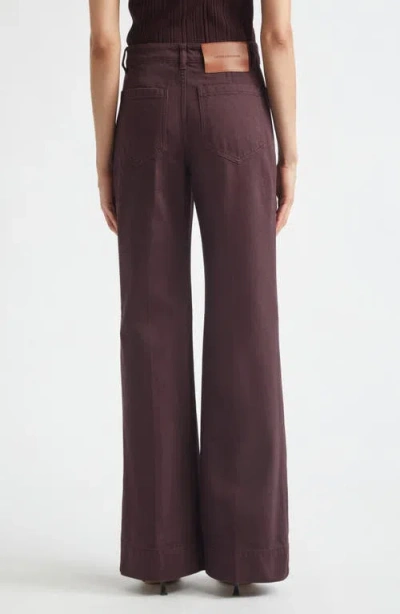 Victoria Beckham Alina High Waist Wide Leg Jeans In Burgundy