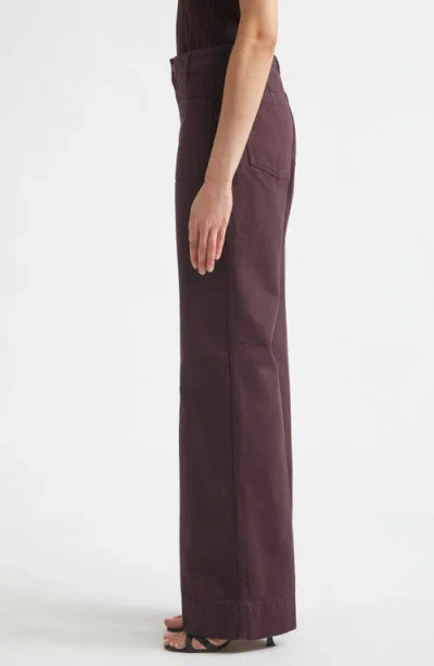 Victoria Beckham Alina High Waist Wide Leg Jeans In Burgundy