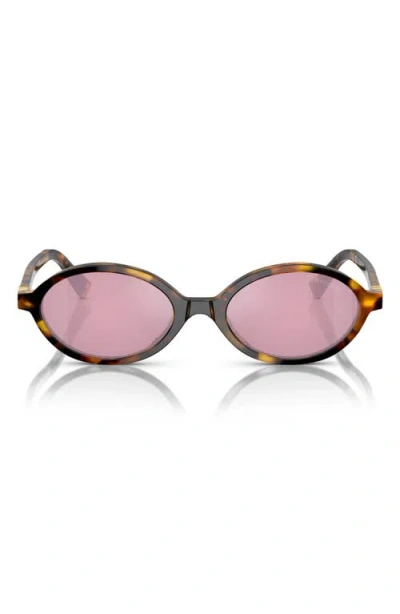 Miu Miu Dark Pink Mirror Silver Oval Ladies Sunglasses Mu 04zsf Vau50d 50 In Brown