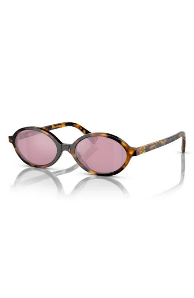 Miu Miu Dark Pink Mirror Silver Oval Ladies Sunglasses Mu 04zsf Vau50d 50 In Brown