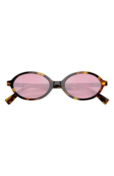 Miu Miu Dark Pink Mirror Silver Oval Ladies Sunglasses Mu 04zsf Vau50d 50 In Brown