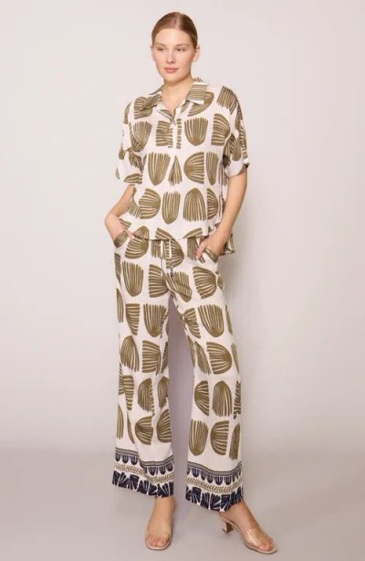 Melloday Easy Woven Pullover Shirt In Multi
