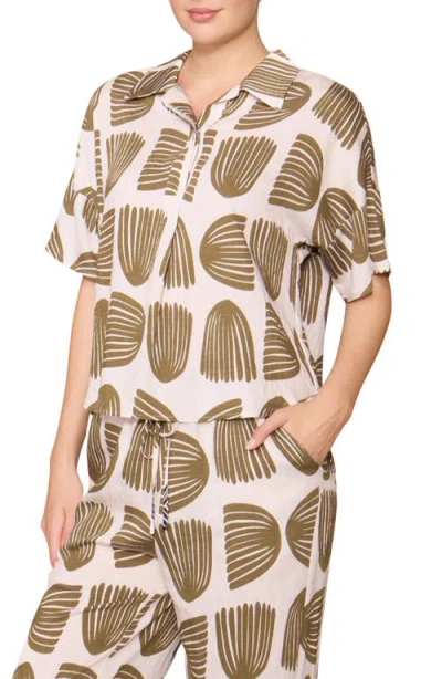 Melloday Easy Woven Pullover Shirt In Multi