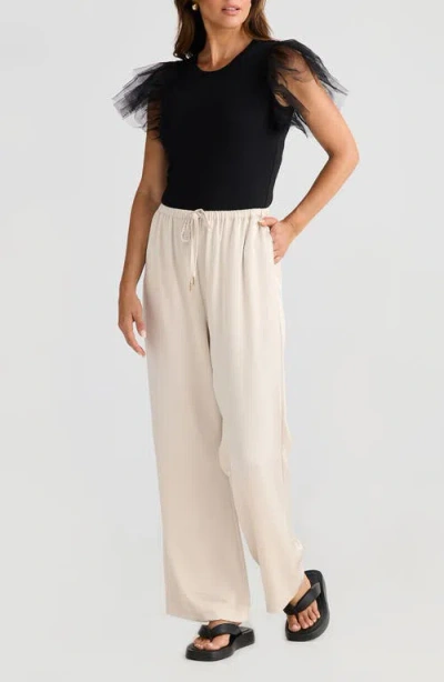 Brave + True Brave+true Chance Flutter Sleeve T-shirt In Black