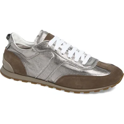 Brunello Cucinelli Monili Pull-tab Crinkle-effect Leather Low-top Sneakers In Multi