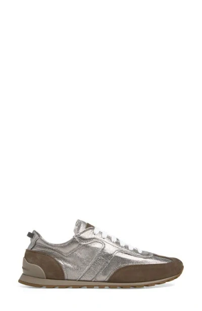 Brunello Cucinelli Monili Pull-tab Crinkle-effect Leather Low-top Sneakers In Multi