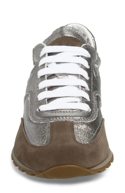 Brunello Cucinelli Monili Pull-tab Crinkle-effect Leather Low-top Sneakers In Multi