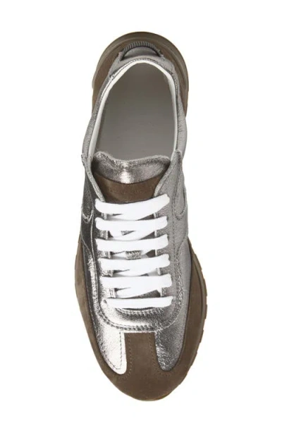 Brunello Cucinelli Monili Pull-tab Crinkle-effect Leather Low-top Sneakers In Multi