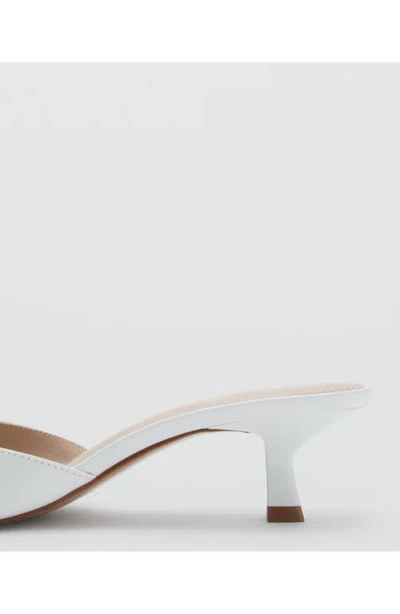 Mango Kitten Heel Slide Sandal In White