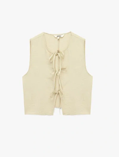 Koton Sleeveless Tie Front Top In Brown