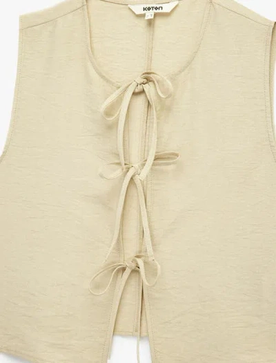 Koton Sleeveless Tie Front Top In Brown