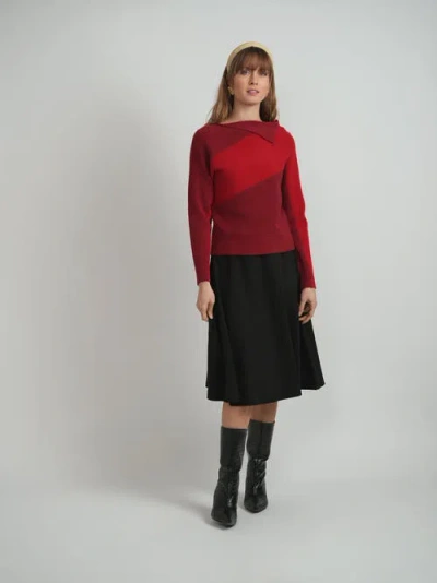 Dot Contrast Button Shoulder Knit Sweater In Multi