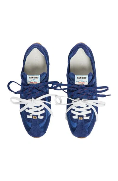 Sandro Mixed Material Light Wave Trainers In Multi
