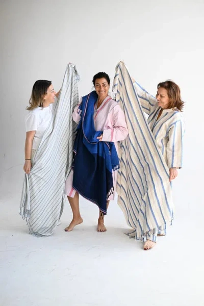 Home & Loft Home And Loft Thin Stripe Cape Towel In Blue