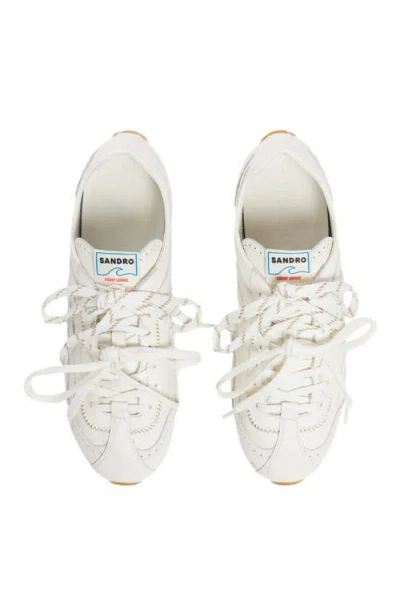 Sandro Paris Leather Light Wave Sneakers In White