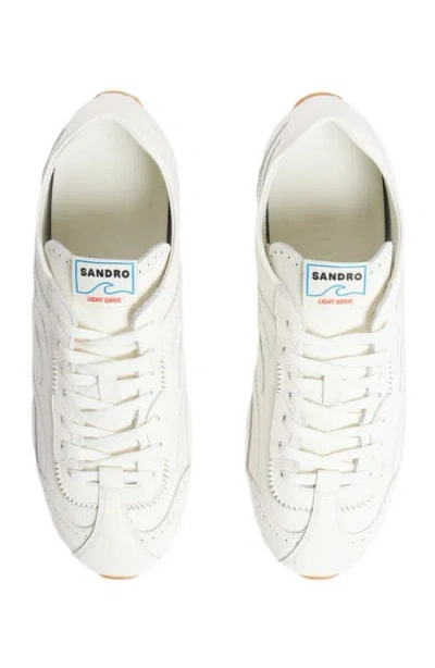 Sandro Paris Leather Light Wave Sneakers In White