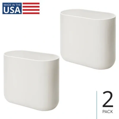 Idesign Small Slim Plastic Bathroom Trash Can, 2-pack, Coconut White In White