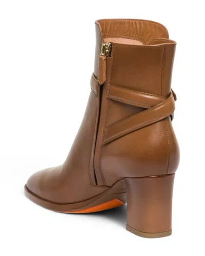 Santoni Buckle-strap Leather Ankle Boots In Brown