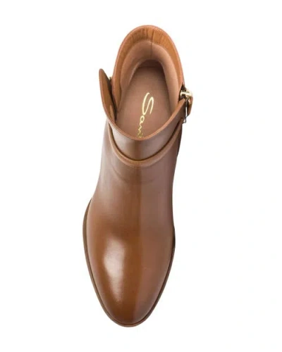 Santoni Buckle-strap Leather Ankle Boots In Brown