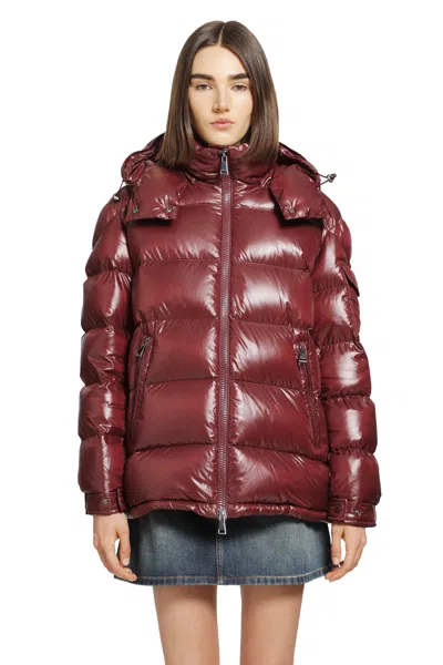 Moncler Ruby Red Down Jacket In Lacquered Nylon In Red