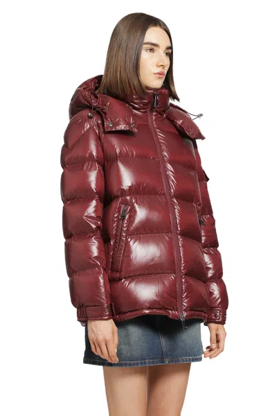 Moncler Ruby Red Down Jacket In Lacquered Nylon In Red