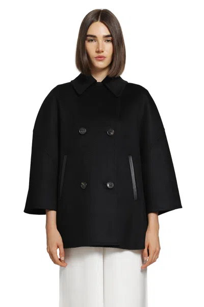 Max Mara Double-breasted Cape In Black