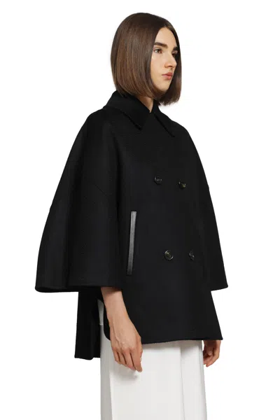 Max Mara Double-breasted Cape In Black