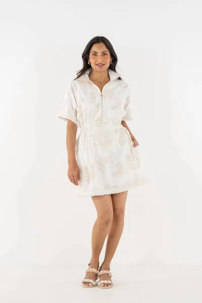 Emily Mccarthy Pullover Mini Dress In Blanc Petals In White