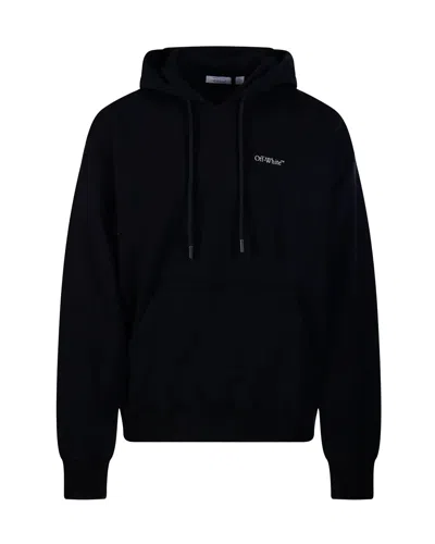 Off-white Half Arrows Graphic Pullover Hoodie With Drawstring Hood In Black