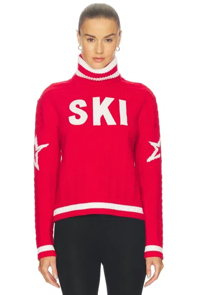 Perfect Moment Glacier Merino Wool Turtleneck Sweater In Red