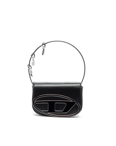 Diesel Structured Black Shoulder Bag With Removable Charms In Black