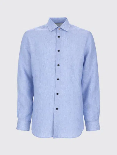 Paul Smith Tailored Fit Linen Classic Shirt In Blue